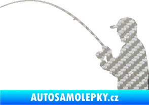 Samolepka Rybář 001 levá 3D karbon stříbrný
