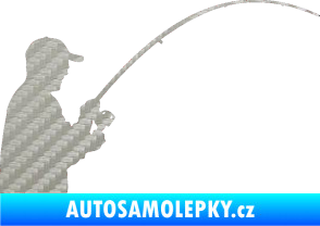 Samolepka Rybář 001 pravá 3D karbon stříbrný