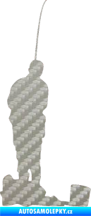 Samolepka Rybář 002 pravá 3D karbon stříbrný