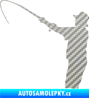 Samolepka Rybář 004 levá 3D karbon stříbrný