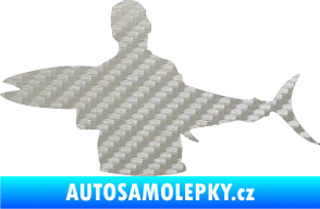 Samolepka Rybář 006 levá 3D karbon stříbrný