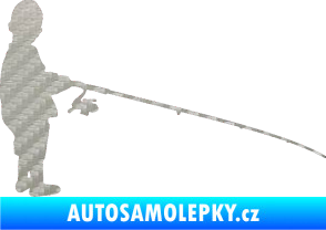 Samolepka Rybář 009 pravá 3D karbon stříbrný