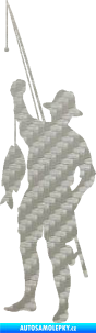 Samolepka Rybář 012 levá 3D karbon stříbrný