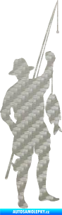 Samolepka Rybář 012 pravá 3D karbon stříbrný