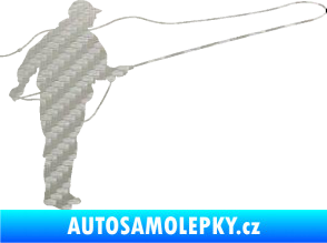 Samolepka Rybář 013 pravá 3D karbon stříbrný