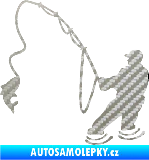 Samolepka Rybář 018 levá 3D karbon stříbrný