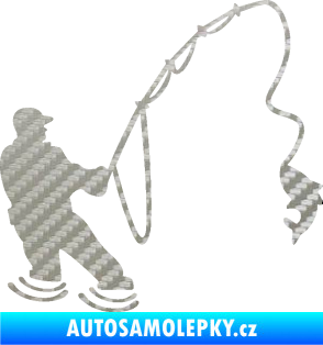 Samolepka Rybář 018 pravá 3D karbon stříbrný