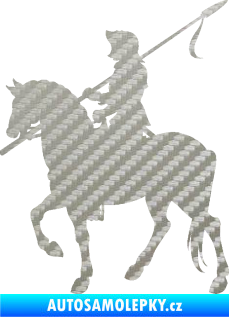 Samolepka Rytíř na koni levá 3D karbon stříbrný