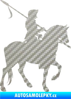 Samolepka Rytíř na koni pravá 3D karbon stříbrný