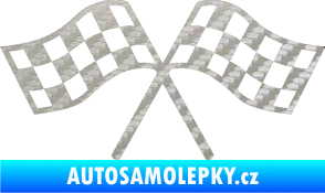 Samolepka Šachovnice 065 3D karbon stříbrný