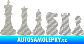 Samolepka Šachy 001 levá 3D karbon stříbrný