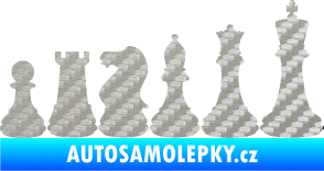 Samolepka Šachy 001 pravá 3D karbon stříbrný