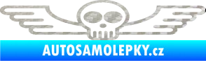 Samolepka Samolepka na zadní sklo 001 lebka s křídly 3D karbon stříbrný