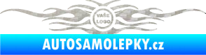 Samolepka Samolepka na zadní sklo plameny se znakem 3D karbon stříbrný