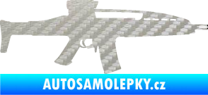 Samolepka Samopal 002 pravá 3D karbon stříbrný