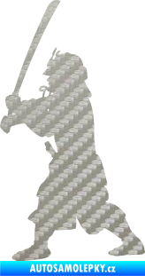 Samolepka Samuraj 001 levá 3D karbon stříbrný