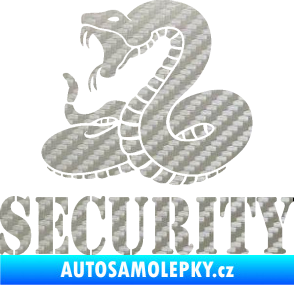 Samolepka Security hlídáno - levá had 3D karbon stříbrný