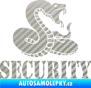 Samolepka Security hlídáno - pravá had 3D karbon stříbrný