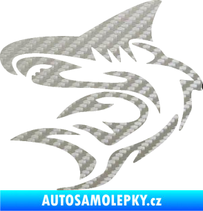Samolepka Shark 002 levá 3D karbon stříbrný