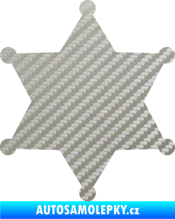 Samolepka Sheriff 002 hvězda 3D karbon stříbrný