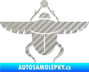 Samolepka Skarab - brouk vruboun 001 egyptský symbol 3D karbon stříbrný