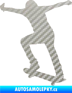 Samolepka Skateboard 006 levá 3D karbon stříbrný