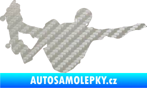 Samolepka Skateboard 007 pravá 3D karbon stříbrný