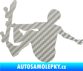Samolepka Skateboard 008 levá 3D karbon stříbrný