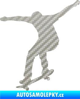 Samolepka Skateboard 011 levá 3D karbon stříbrný