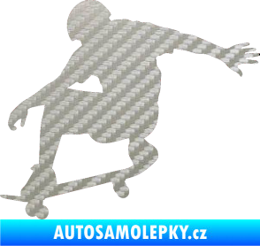 Samolepka Skateboard 012 levá 3D karbon stříbrný