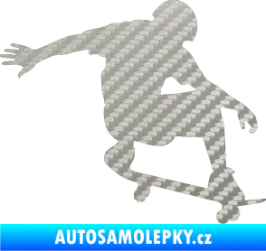 Samolepka Skateboard 012 pravá 3D karbon stříbrný