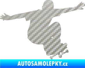 Samolepka Skateboard 014 pravá 3D karbon stříbrný