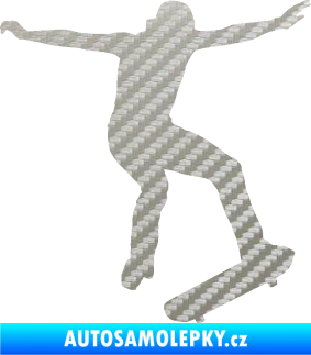 Samolepka Skateboard 017 pravá 3D karbon stříbrný