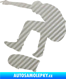 Samolepka Skateboard 018 levá 3D karbon stříbrný