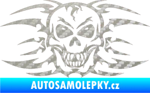 Samolepka Skeleton - lebka 3D karbon stříbrný