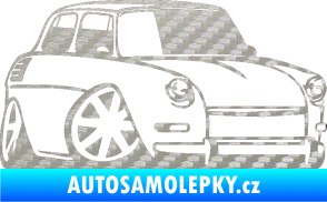 Samolepka Škoda 1000 karikatura pravá 3D karbon stříbrný