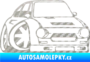 Samolepka Škoda 110r karikatura pravá 3D karbon stříbrný