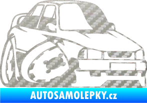 Samolepka Škoda 130 karikatura pravá 3D karbon stříbrný