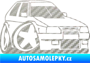 Samolepka Škoda Favorit karikatura pravá 3D karbon stříbrný