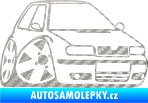 Samolepka Škoda Felicia karikatura pravá 3D karbon stříbrný