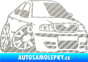 Samolepka Škoda Octavia karikatura pravá 3D karbon stříbrný