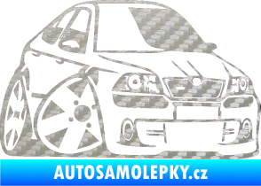 Samolepka Škoda Octavia RS karikatura pravá 3D karbon stříbrný