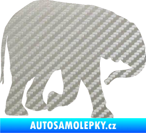 Samolepka Slon 004 pravá 3D karbon stříbrný