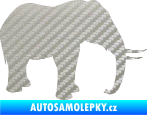 Samolepka Slon 019 pravá 3D karbon stříbrný