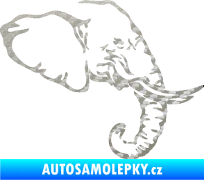 Samolepka Slon 030 pravá hlava 3D karbon stříbrný