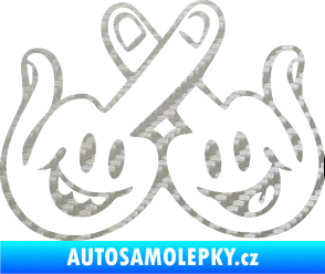 Samolepka Smajlíci f*ck pravá 3D karbon stříbrný