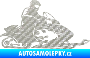 Samolepka Sněžný skútr pravá 3D karbon stříbrný
