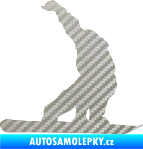 Samolepka Snowboard 011 pravá 3D karbon stříbrný