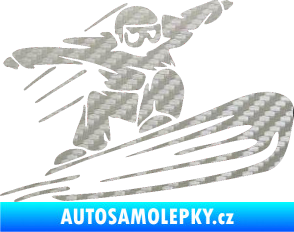 Samolepka Snowboard 014 pravá 3D karbon stříbrný