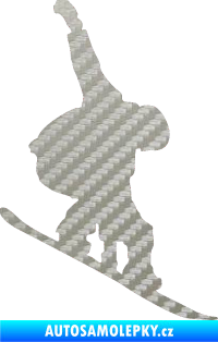 Samolepka Snowboard 018 pravá 3D karbon stříbrný